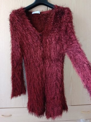 Cardigan effetto pelliccia rosso
