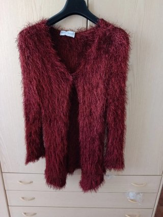 Cardigan effetto pelliccia rosso