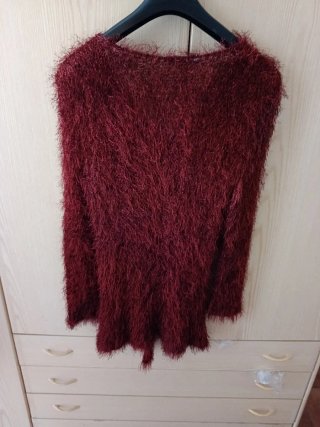 Cardigan effetto pelliccia rosso