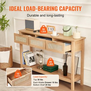 Consolle Ingresso in Rattan Naturale 3 Cassetti