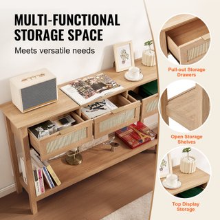 Consolle Ingresso in Rattan Naturale 3 Cassetti