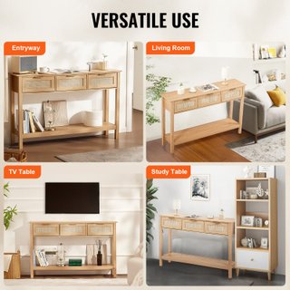 Consolle Ingresso in Rattan Naturale 3 Cassetti