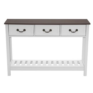 Tavolino Console Bianco con Cassetti e Ripiano