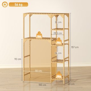Mueble para lavadora estantería de bambú, 7 baldas
