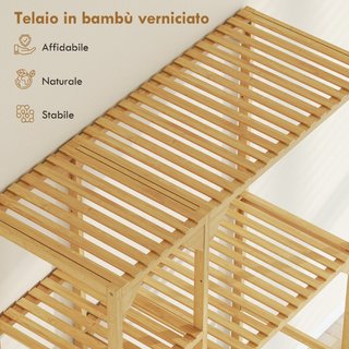 Mueble para lavadora estantería de bambú, 7 baldas