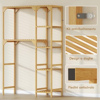 Mueble para lavadora estantería de bambú, 7 baldas