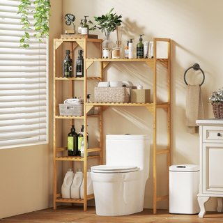 Mueble para lavadora estantería de bambú, 7 baldas