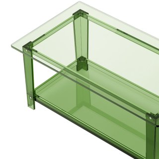 Tavolino in Acrilico Verde a 2 Livelli 50x80x40cm