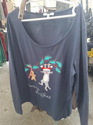 Camiseta Gato Navidad Meowry Christmas Talla L