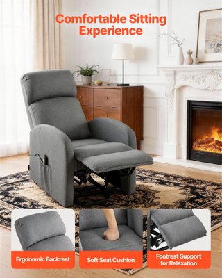 Poltrona Relax Elettrica Reclinabile Grigio Chiaro