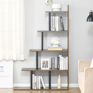 Librería estantería de aglomerado, 5 baldas, negro