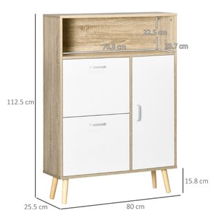 Zapatero mueble de aglomerado, dos puertas, blanco