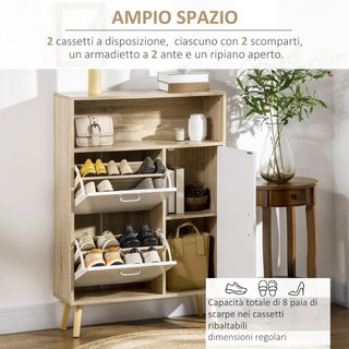 Zapatero mueble de aglomerado, dos puertas, blanco