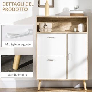 Zapatero mueble de aglomerado, dos puertas, blanco