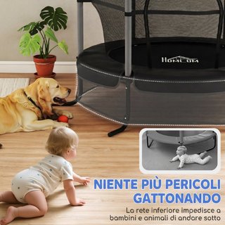 Cama elástica trampolín para niños de acero, negro