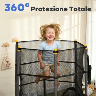 Cama elástica trampolín para niños de acero, negro