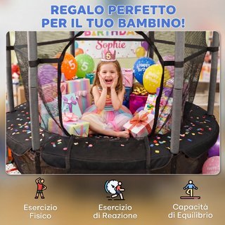 Cama elástica trampolín para niños de acero, negro