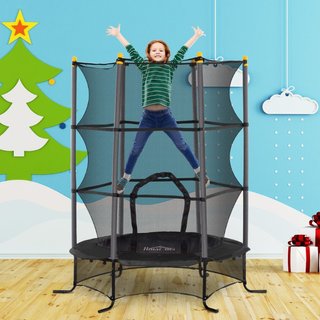 Cama elástica trampolín para niños de acero, negro