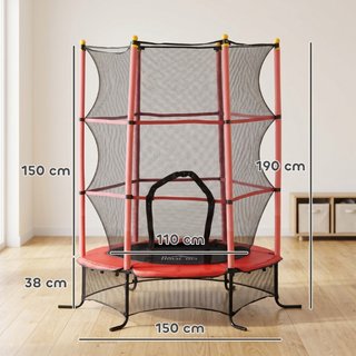 Cama elástica trampolín para niños, de acero, rojo