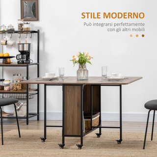 Mesa plegable, aglomerado y metal, con seis ruedas
