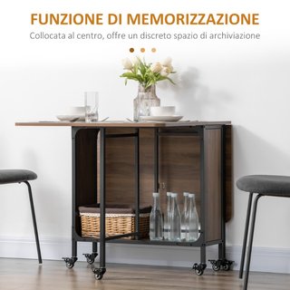Mesa plegable, aglomerado y metal, con seis ruedas