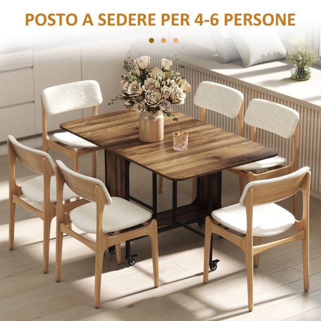 Mesa plegable, aglomerado y metal, con seis ruedas