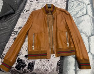 Chaqueta de Piel Marrón Gucci