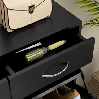 Zapatero mueble de aglomerado para 12 pares, negro