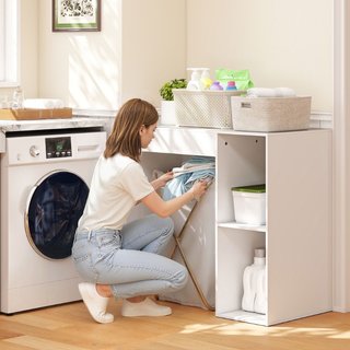 Mueble sobre lavadora de aglomerado, 96 cm, blanco