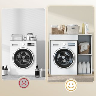 Mueble sobre lavadora de aglomerado, 96 cm, blanco
