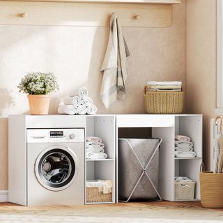 Mueble sobre lavadora de aglomerado, 96 cm, blanco