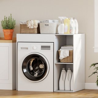 Mueble sobre lavadora de aglomerado, 96 cm, blanco
