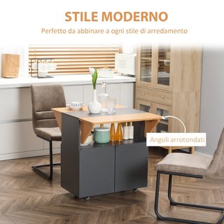Mesa plegable de aglomerado y acero, armario, gris