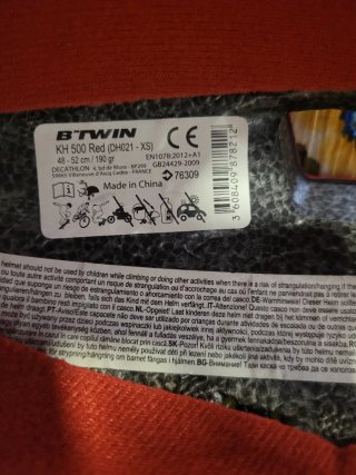 Casco Bici Niño Btwin Rojo (48-52 cm)
