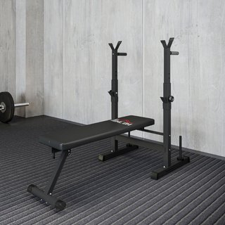 Banco de pesas plegable de acero, 8 alturas, negro