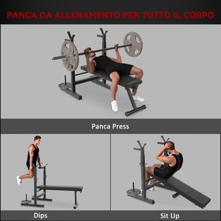Banco de pesas plegable de acero con soporte, gris
