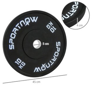 Dos discos de goma para barra, 10 kg, 45 cm, negro