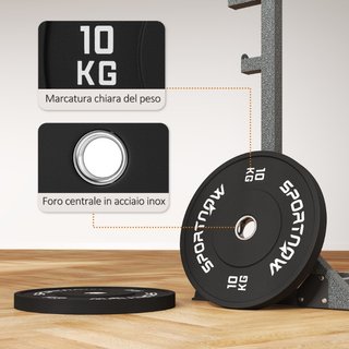 Dos discos olímpicos de goma, 10 kg, Ø45 cm, negro