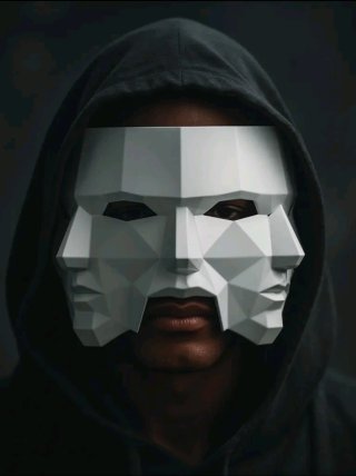 Máscara de Tres Caras Low Poly - Disfraz Gótico