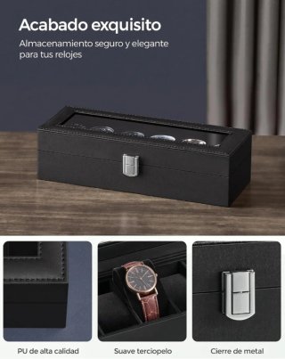 SONGMICS Caja de Relojes con 6 Compartimentos