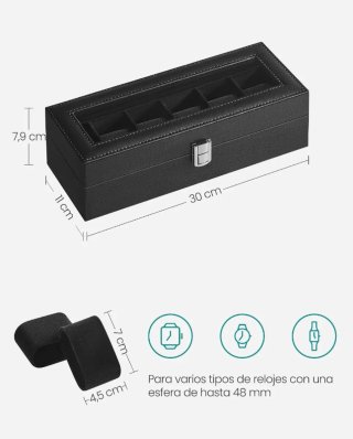 SONGMICS Caja de Relojes con 6 Compartimentos