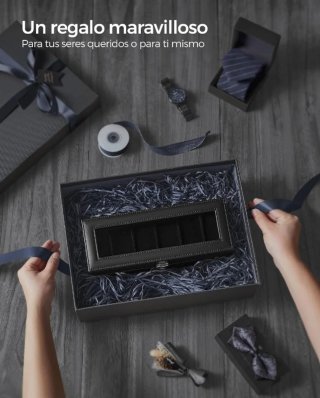SONGMICS Caja de Relojes con 6 Compartimentos