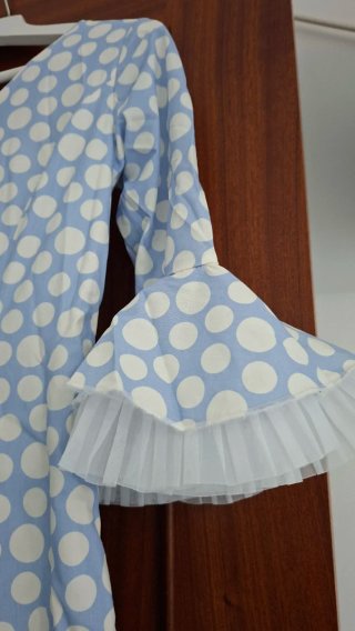 Traje Flamenca lunares azul y blanco