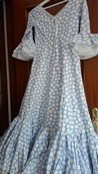 Traje Flamenca lunares azul y blanco