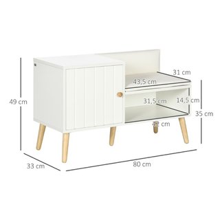 Zapatero banco de melamina y pino, asiento, blanco