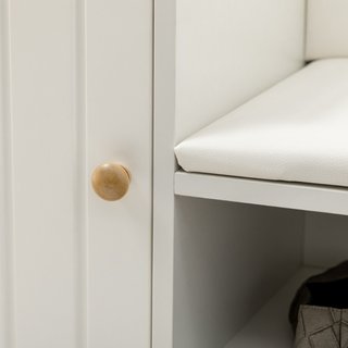 Zapatero banco de melamina y pino, asiento, blanco