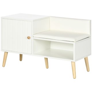 Zapatero banco de melamina y pino, asiento, blanco