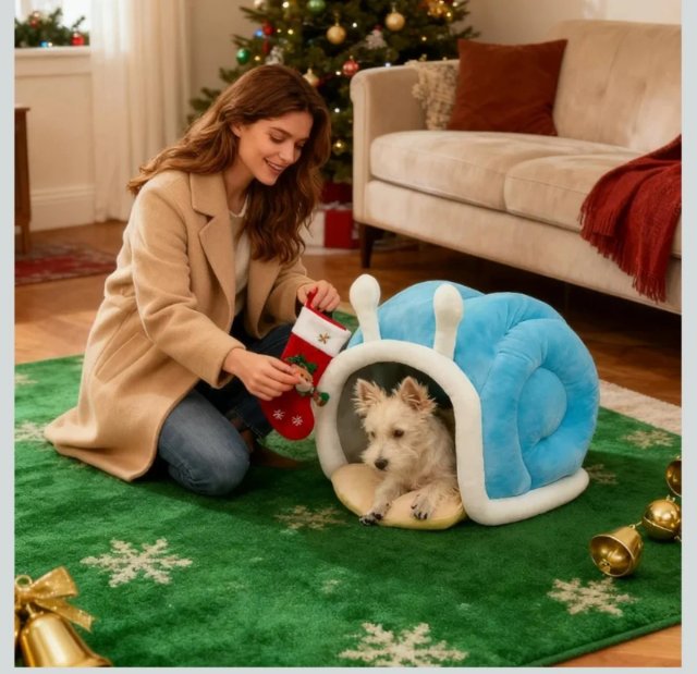 Cama para mascota forma de caracol