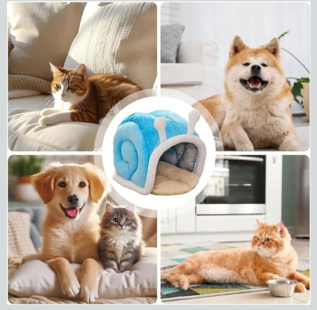 Cama para mascota forma de caracol