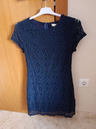Vestido azul de encaje mujer